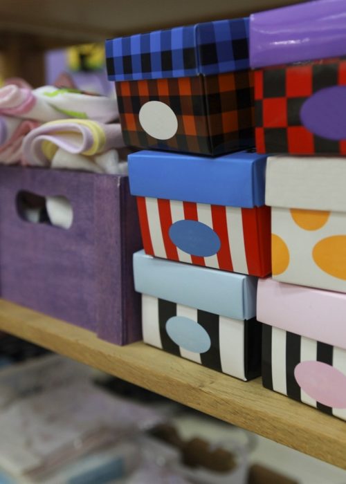 Organization Boxes on Closet Shelf